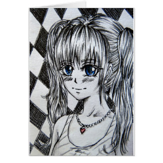 Cartão Mangamädchen com olhos azuis