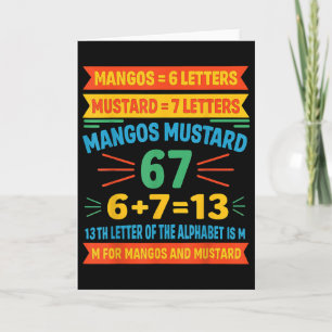 Cartão Mangos Mostarda 67 Camiseta Código Divertido Alfab