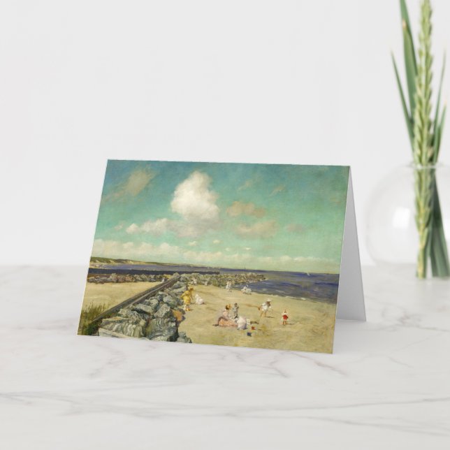 Cartão Manhã em Breakwater | William Merritt Chase (Frente)