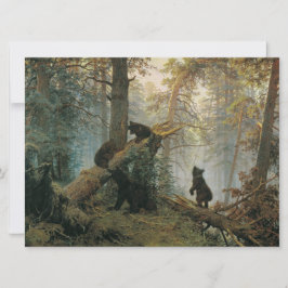 Cartão Manhã em Floresta de Pinheiro (Ursos na Floresta)