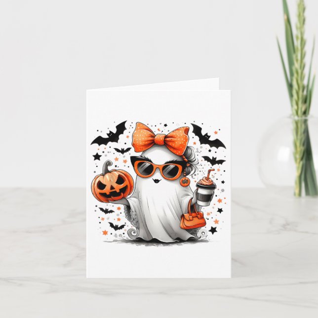 Cartão Manípulo de Cartoons Ghost Halloween Diva Cute (Frente)