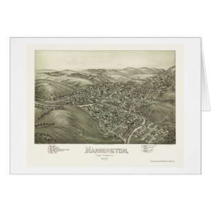 Cartão Mannington, mapa panorâmico de WV - 1897