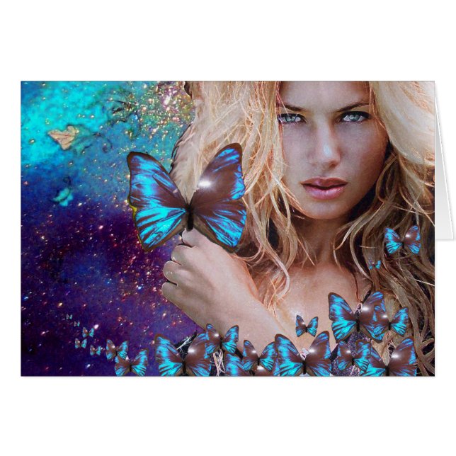 CARTÃO MANTEIGA AZUL EM ESPUMANTES VERDES DOURADOS TEAIS (Frente Horizontal)