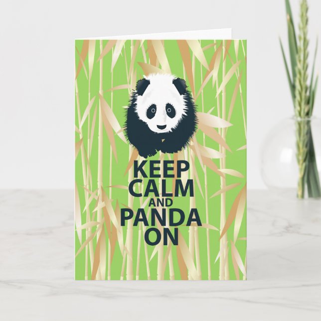 Cartão Mantenha a calma e a panda no presente original do (Frente)