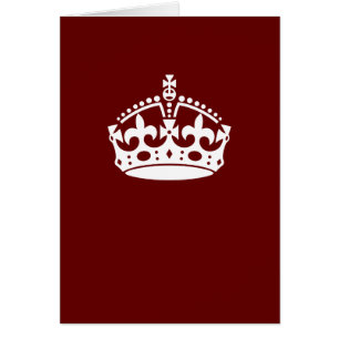 Cartão Mantenha Calma Coroa Borgonha Acento Vermelho