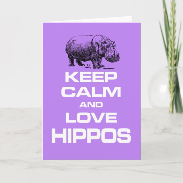 Cartão Mantenha Calma e Amor Hippos Hippotamus Divorcioso (Frente)