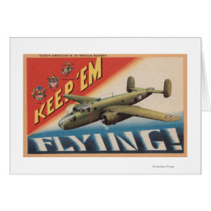 Cartão Mantenha-os o bombardeiro Flying/B-25 médio (o