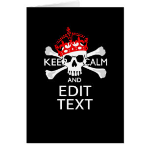 Cartão Mantenha Seu Texto Calmo, Crossbones Crânio