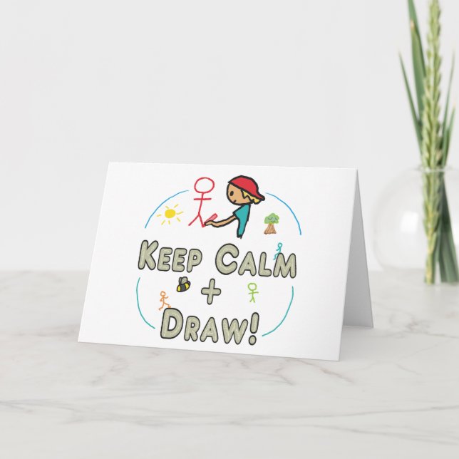 Cartão Manter Calma E Desenhar (Frente)