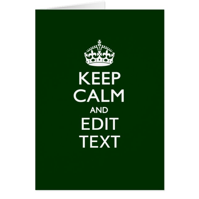 Cartão MANTER CALMO E Editar Texto Personalizado em Verde (Frente)