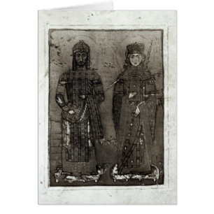 Cartão Manuel I Comnenus e Imperatriz Maria de Antioch