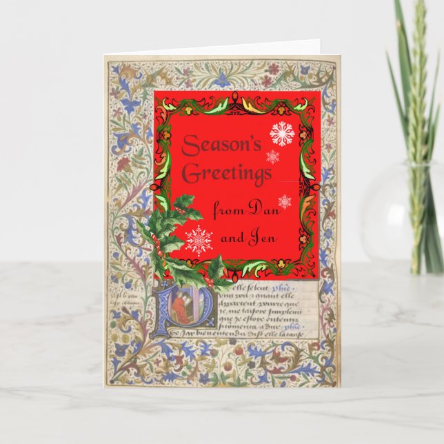 Cartão Manuscrito medieval temporada de inverno (Frente)