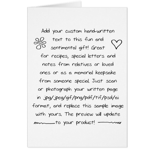 Cartão Manuscrito Personalizado (Frente)