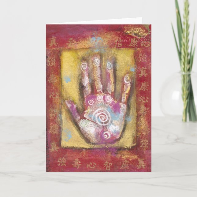 Cartão Mão chinesa da energia (Frente)