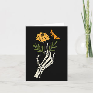 Cartão Mão de Esqueleto Floral Flor Retro Vintage Hallowe