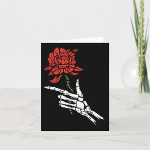 Cartão Mão de Esqueleto Segurando uma Rosa Vermelha