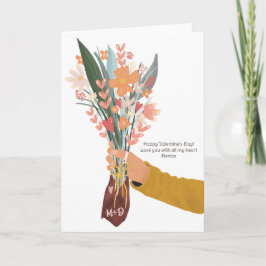 Cartão Mão segurando buquê floral no Dia dos Namorados 2