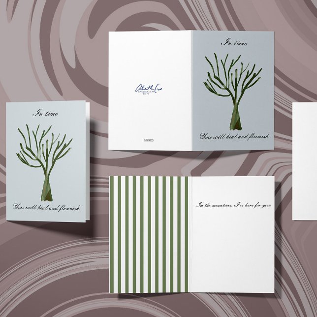 Cartão Mão verde desenhada árvore nua (Criador carregado)