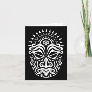 Cartão Maori Polynésia Tattoo Haka Dance Face Mask Head