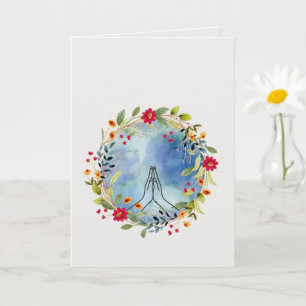 Cartão Mãos em oração aquarela