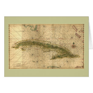 Cartão Mapa 1639 histórico de Cuba por Joana Vinckeboons