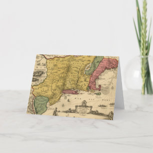 Cartão Mapa 1685 - Nova Bélgica, O Novo Mundo, Nova Ingla