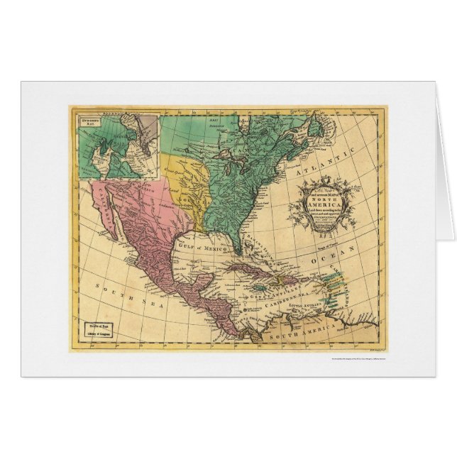 Cartão Mapa 1763 de America do Norte (Frente Horizontal)