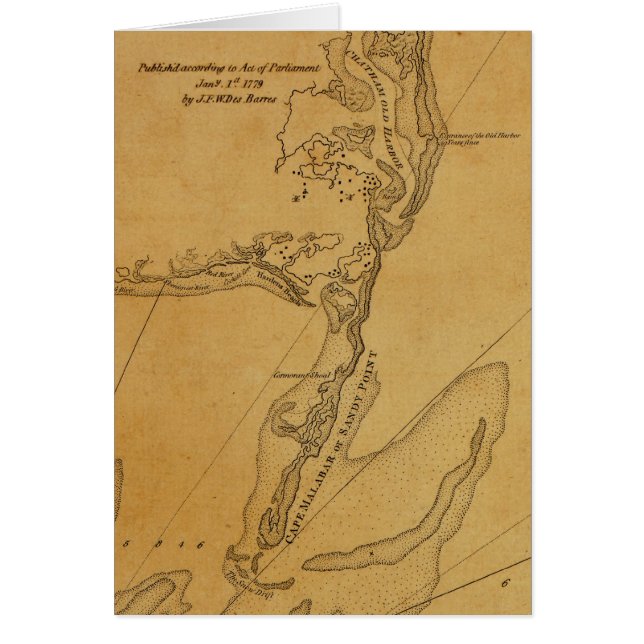 Cartão Mapa 1779 de Chatham, Massachusetts (Frente)