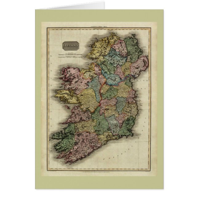 Cartão Mapa 1813 de Ireland por John Pinkerton (Frente)