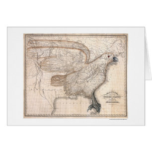 Cartão Mapa 1832 dos Estados Unidos de Eagle