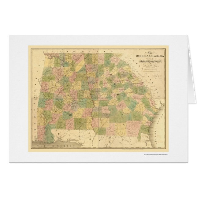 Cartão Mapa 1839 da estrada de ferro de Geórgia & de (Frente Horizontal)