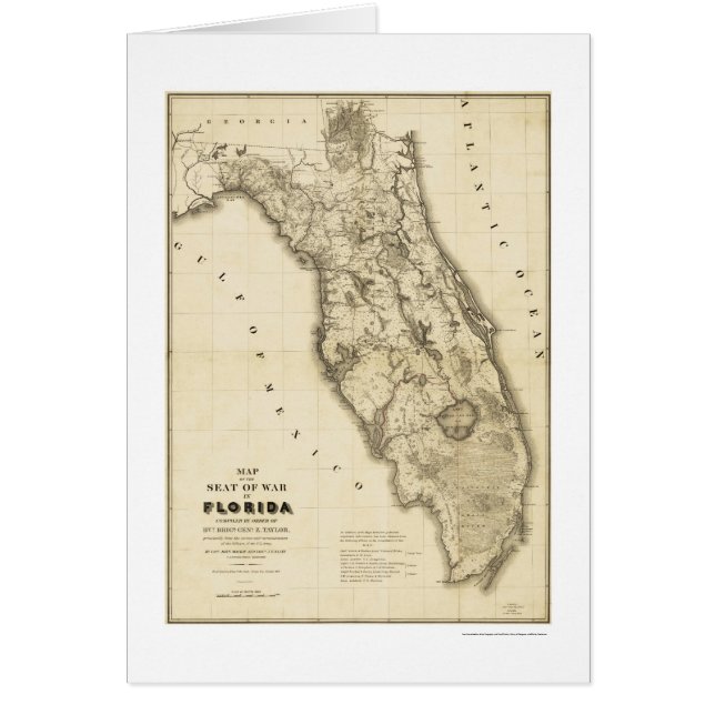 Cartão Mapa 1839 de Florida da guerra do Seminole (Frente)