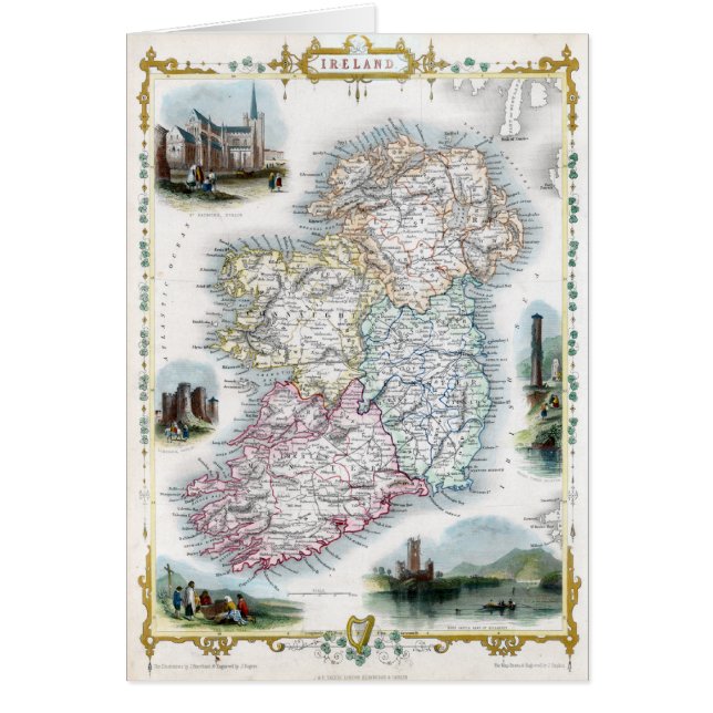 Cartão Mapa 1851 de Ireland (Frente)
