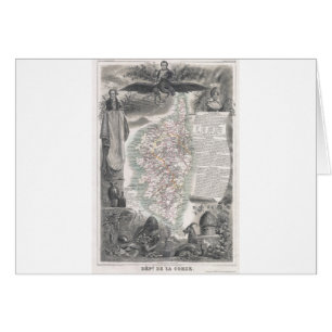 Cartão Mapa 1852 de Córsega