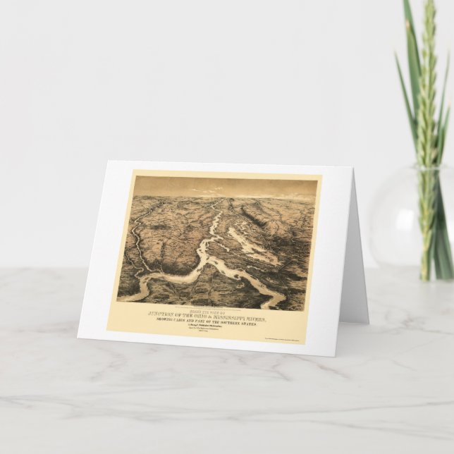 Cartão Mapa 1861 de Ohio e de rio Mississípi (Frente)