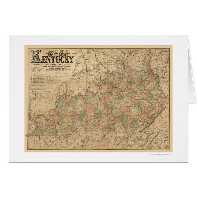 Cartão Mapa 1863 da estrada de ferro de Kentucky (Frente Horizontal)