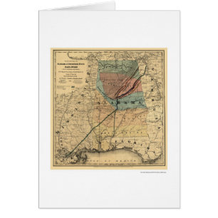 Cartão Mapa 1867 da estrada de ferro de Alabama & de
