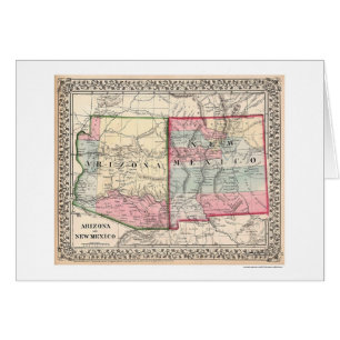 Cartão Mapa 1867 de New mexico da arizona