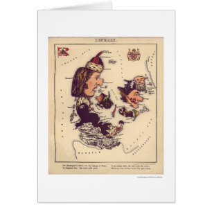 Cartão Mapa 1868 da caricatura de Dinamarca