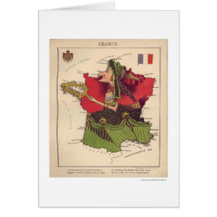 Cartão Mapa 1868 da caricatura de France