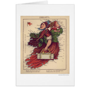 Cartão Mapa 1868 da caricatura de Ireland