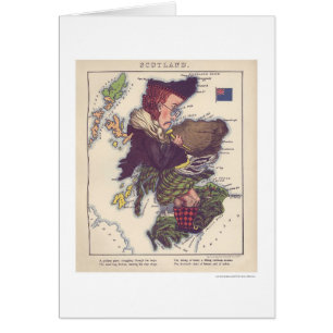 Cartão Mapa 1868 da caricatura de Scotland