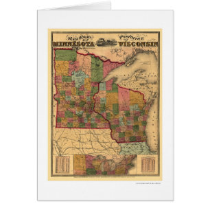 Cartão Mapa 1871 da estrada de ferro de Minnesota & de