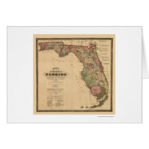 Cartão Mapa 1874 da estrada de ferro de Florida
