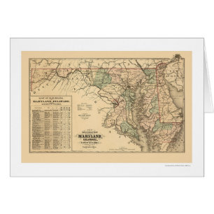 Cartão Mapa 1876 da estrada de ferro de Maryland & de