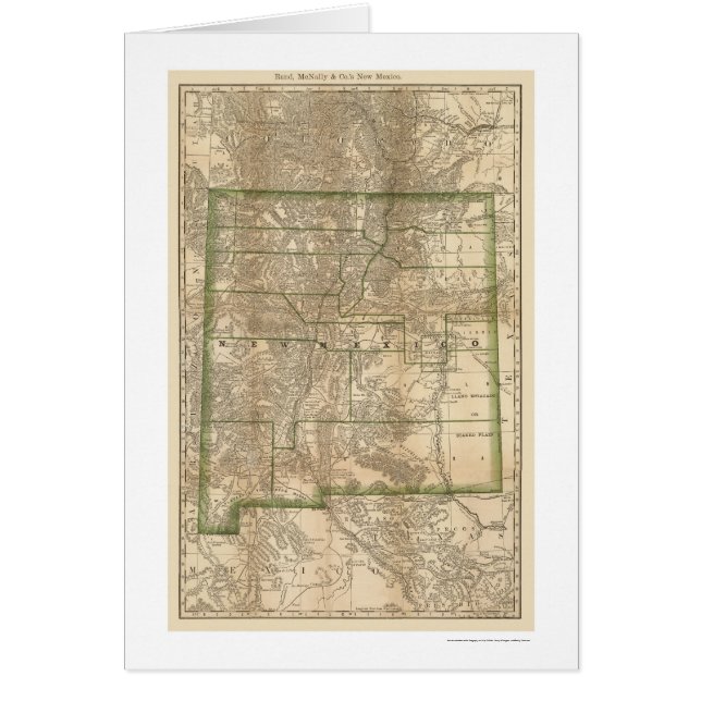 Cartão Mapa 1879 da estrada de ferro de New mexico (Frente)