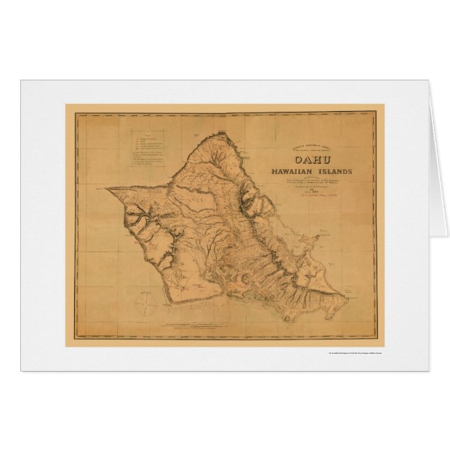 Cartão Mapa 1881 da estrada de ferro de Oahu Havaí (Frente Horizontal)