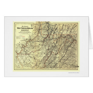 Cartão Mapa 1883 da estrada de ferro do Midland de West
