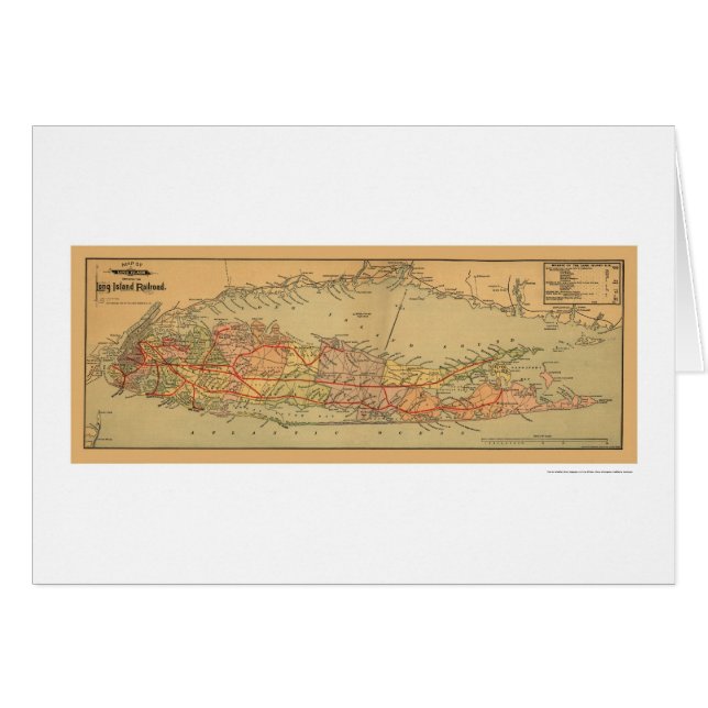 Cartão Mapa 1884 da estrada de ferro de Long Island (Frente Horizontal)