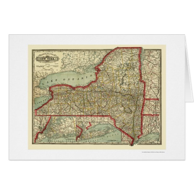 Cartão Mapa 1888 da cidade & da New York da estrada de (Frente Horizontal)